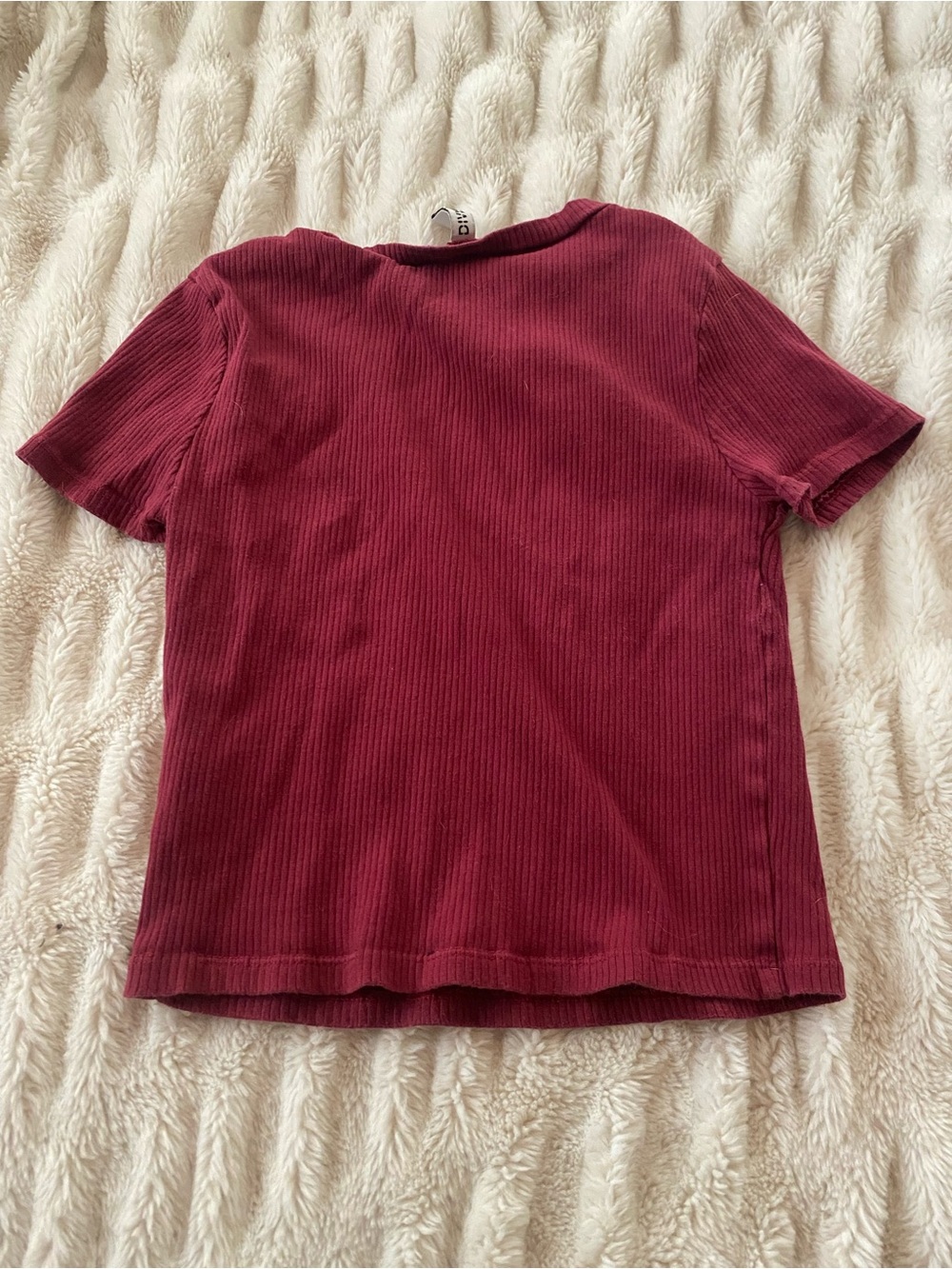 H&M Ribbed Short Sleeve Tee - Burgundy -guessed size